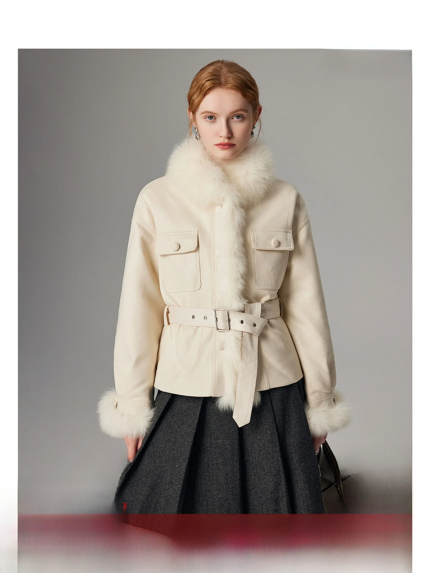 

Корейское зимнее пальто из искусственного меха для женщин, молодежный дизайн, с поясом на талии, утепленное гусиным пухом, большая внутренняя куртка