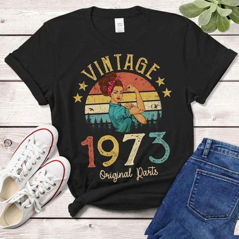 Vintage 1973 Original Parts  T-Shirt Rosie Women 52 Years Old 52th Birthday Gift Mom Wife Daughter Clothing Retro Tshirt