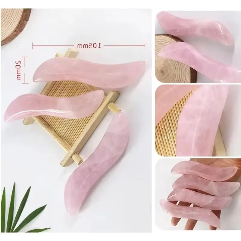 

Массажер для лица из розового кварца Gua Sha: Набор для ухода за кожей из натурального камня, нефритовый скребок для лифтинга, розовый массажер для лица