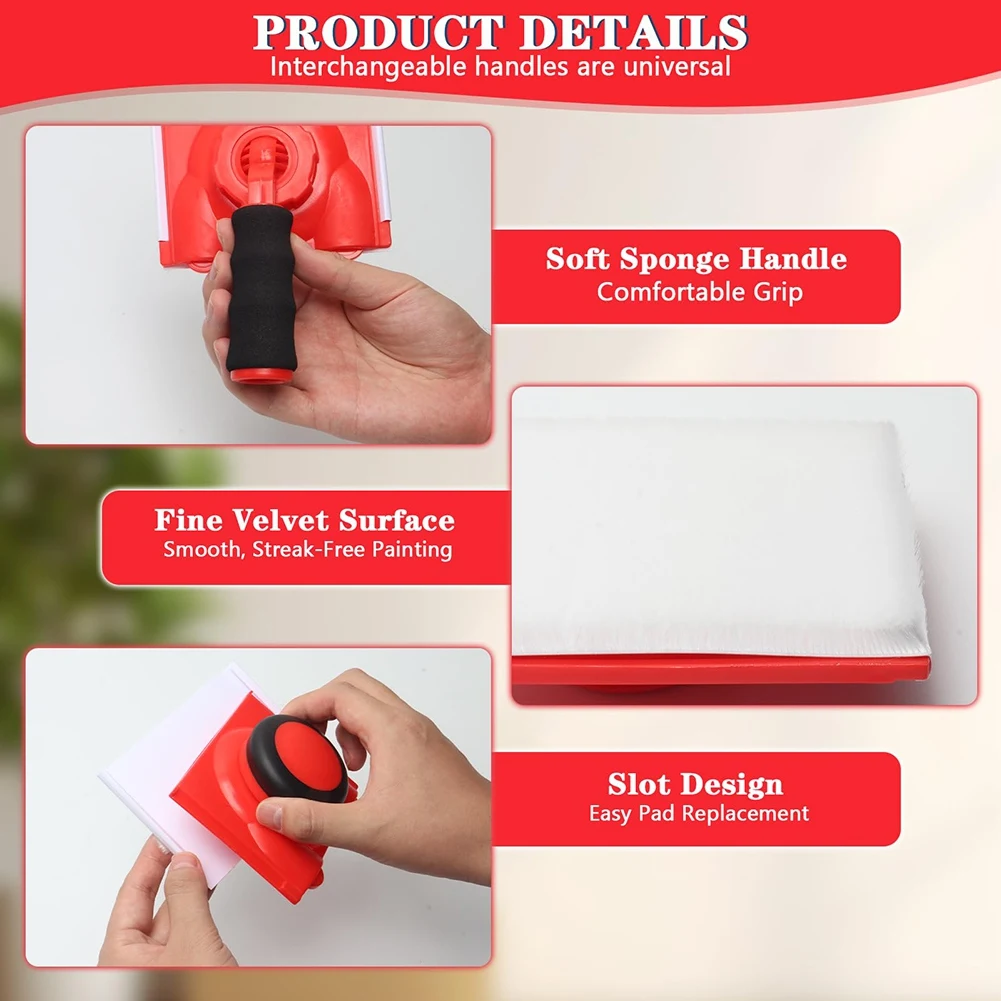 A23E-Paint Edger Set Cutting In Tools For Painting Walls And Ceilings, Paint Pads Edging Tool With Sponges And Gloves - view 3