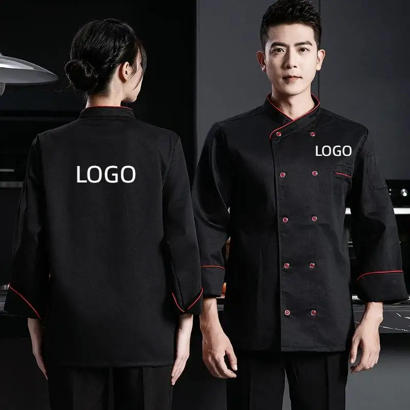 

Униформа шеф-повара, мужская одежда для повара, ресторанная кухонная рубашка с короткими/длинными рукавами, куртка для кондитерских изделий, рабочая верхняя персонализированная печать логотипа