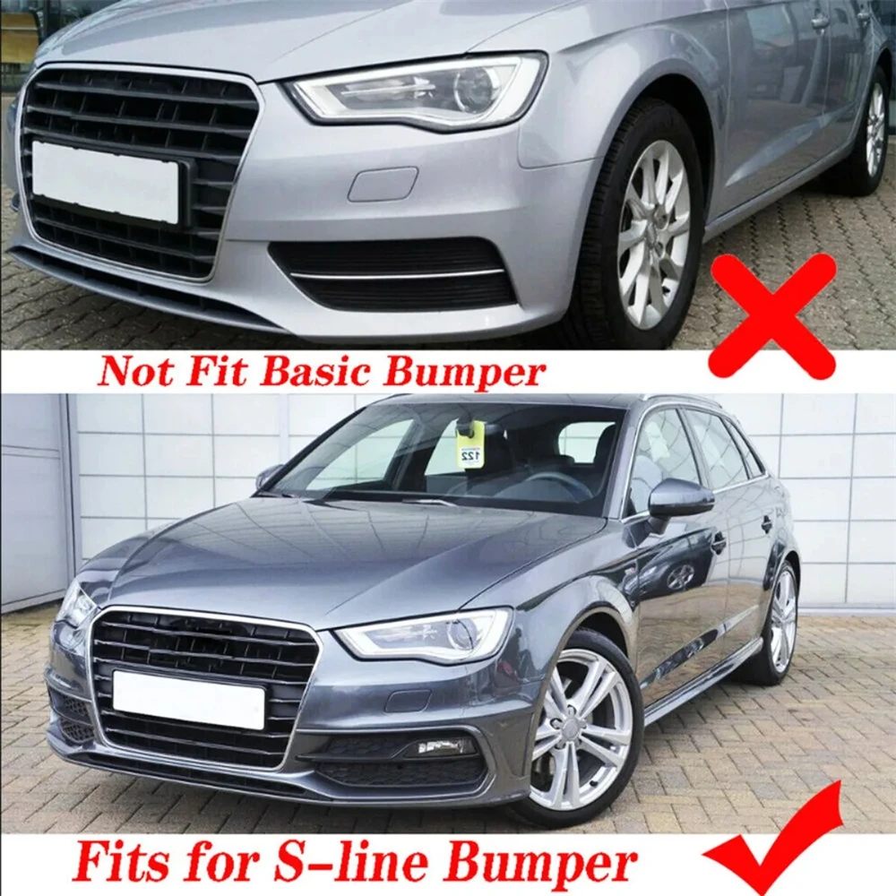 ​For Audi A3 S-Line S3 2014 2015 2016 Pair Car Front Bumper Fog Light Grille Cover Honeycomb Mesh Fog Lamp Cover Racing Grill