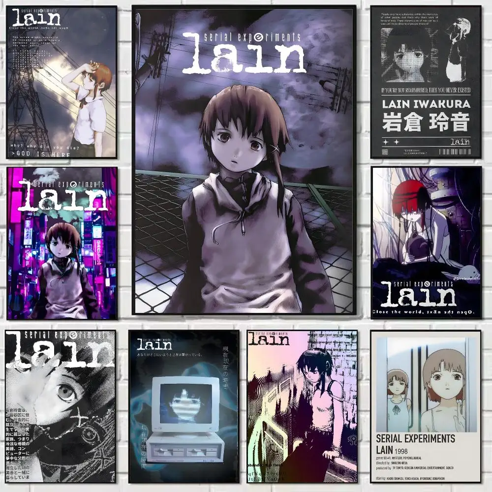 S-Serial Experiments Lain Anime Poster Self-adhesive Art Waterproof Paper Sticker Coffee House Bar Dorm Room Wall Decor