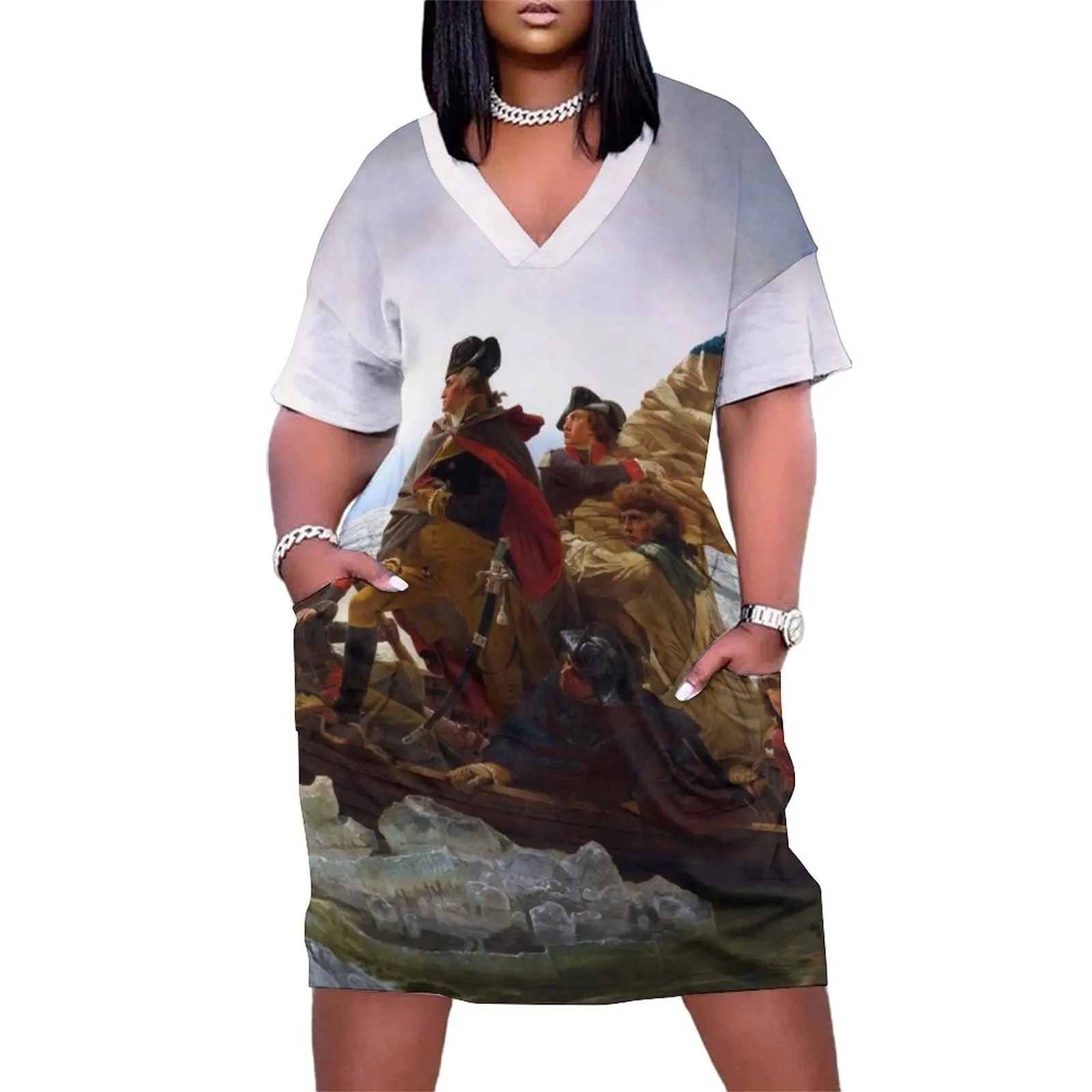 

Washington Crossing the Delaware by Emanuel Leutze (1851) Loose Pocket Dress Summer skirt prom dresses