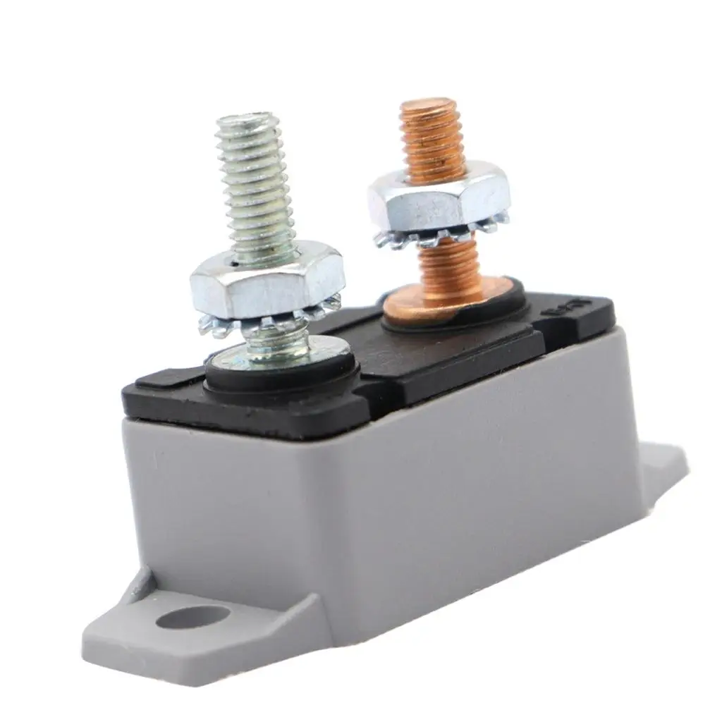50A Circuit Breaker Fuse Stud Bolt Alloy Copper Body Waterproof Car Boat Overload Protection for Battery Audio System