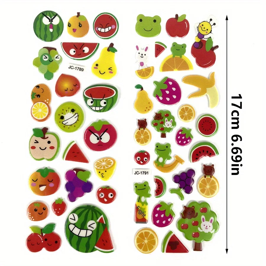 6 Sheets 3D Puffy Stickers Foam Vegetable Fruit Stickers Colored Sticker for Scrapbooking Teacher Reward Sticker DIY JXB view 2