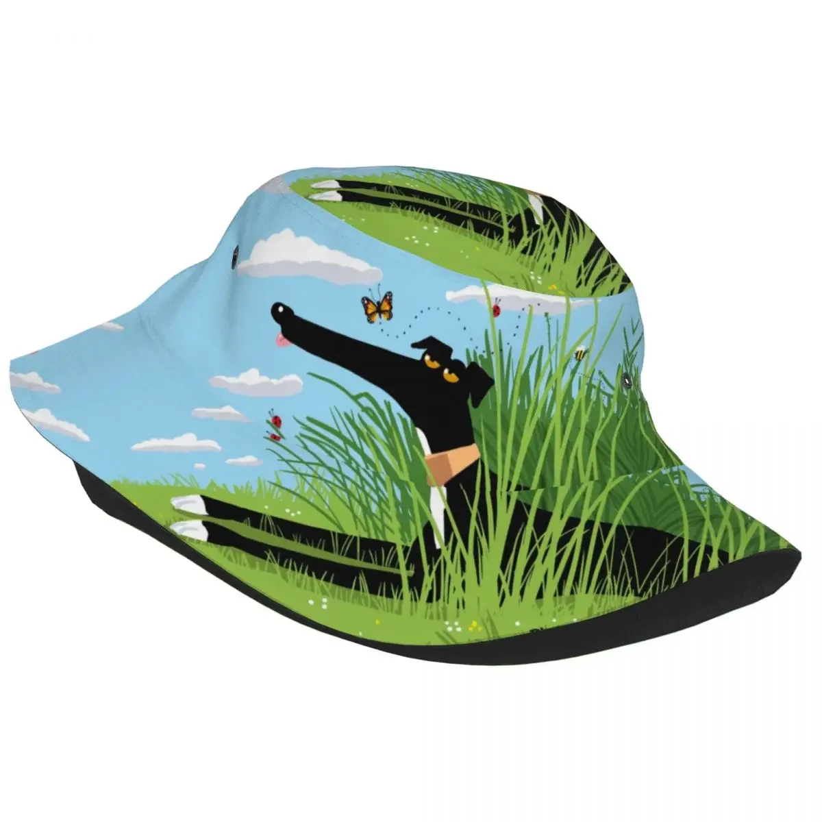 Custom Greyhound Whippet Dog Bucket Hats Women Men Cartoon Sighthound Pattern Beach Sun Summer Fisherman Cap