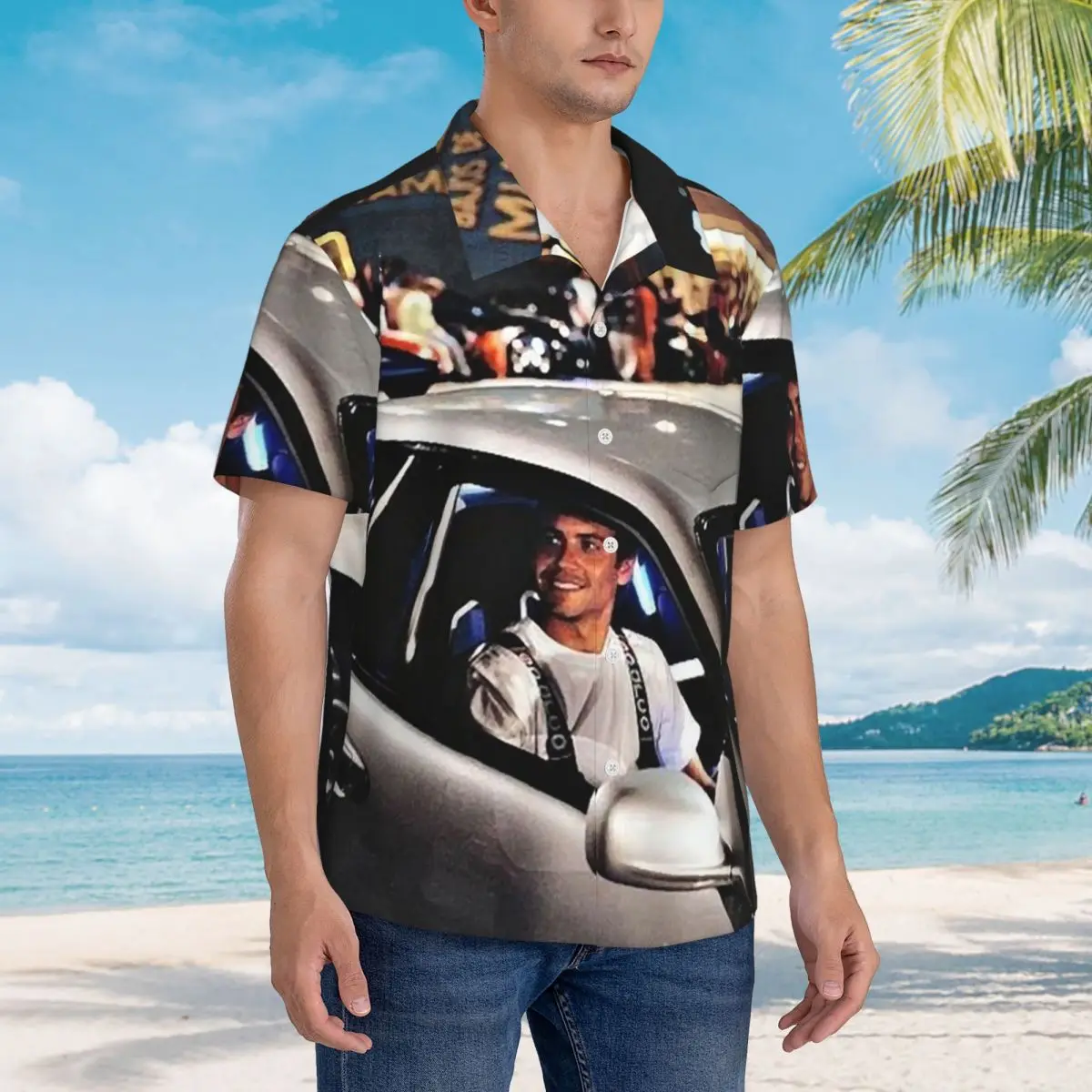 

Paul Walker Fast And Furious Hawaiian Shirts Casual Men Short Sleeve Shirt for Summer Beach Men's Lapel Tops