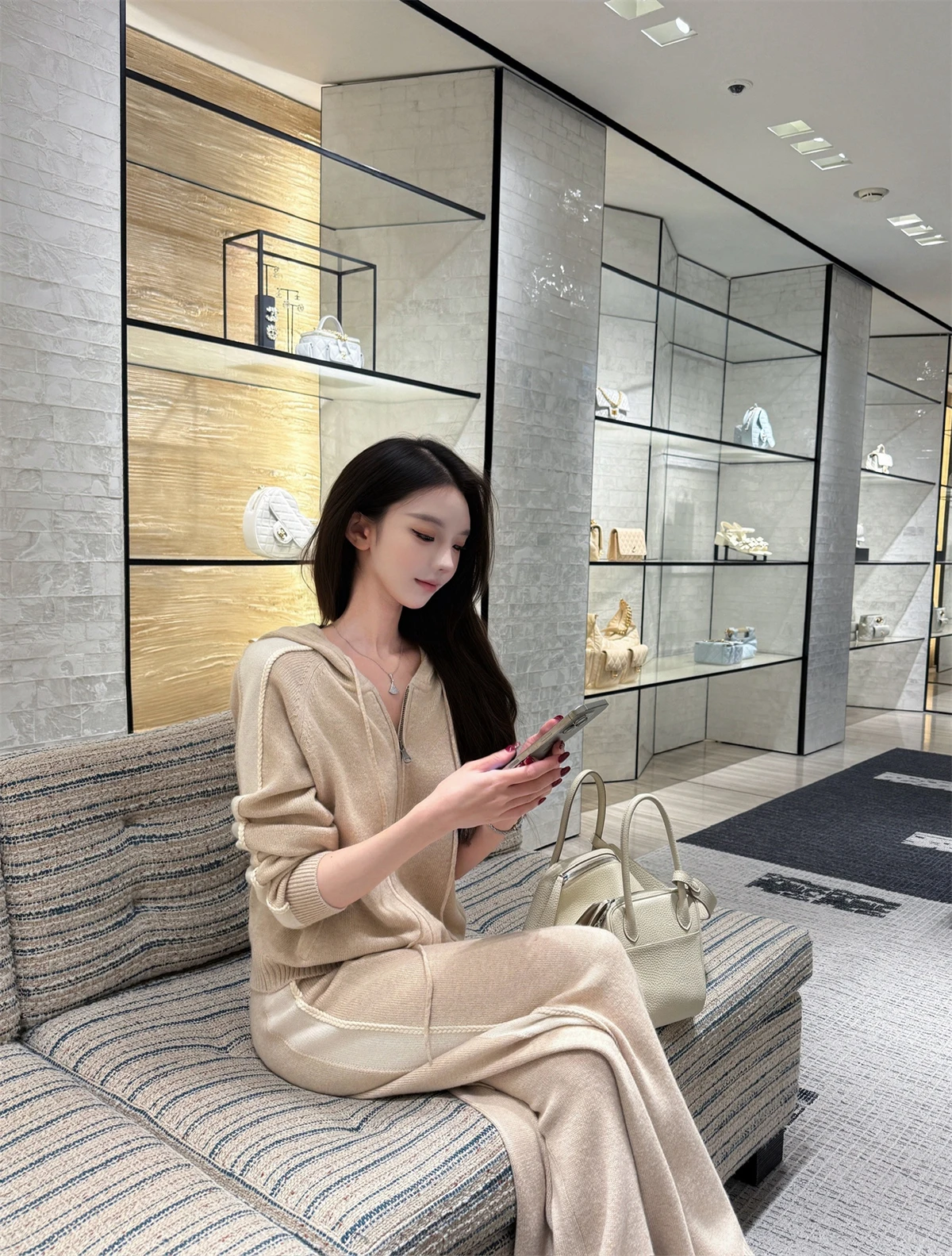 

Комплект Kikimy: роскошный шерстяной вязаный свитер и брюки с широкими штанинами, женский модный повседневный осенний комплект из двух предметов с длинными рукавами