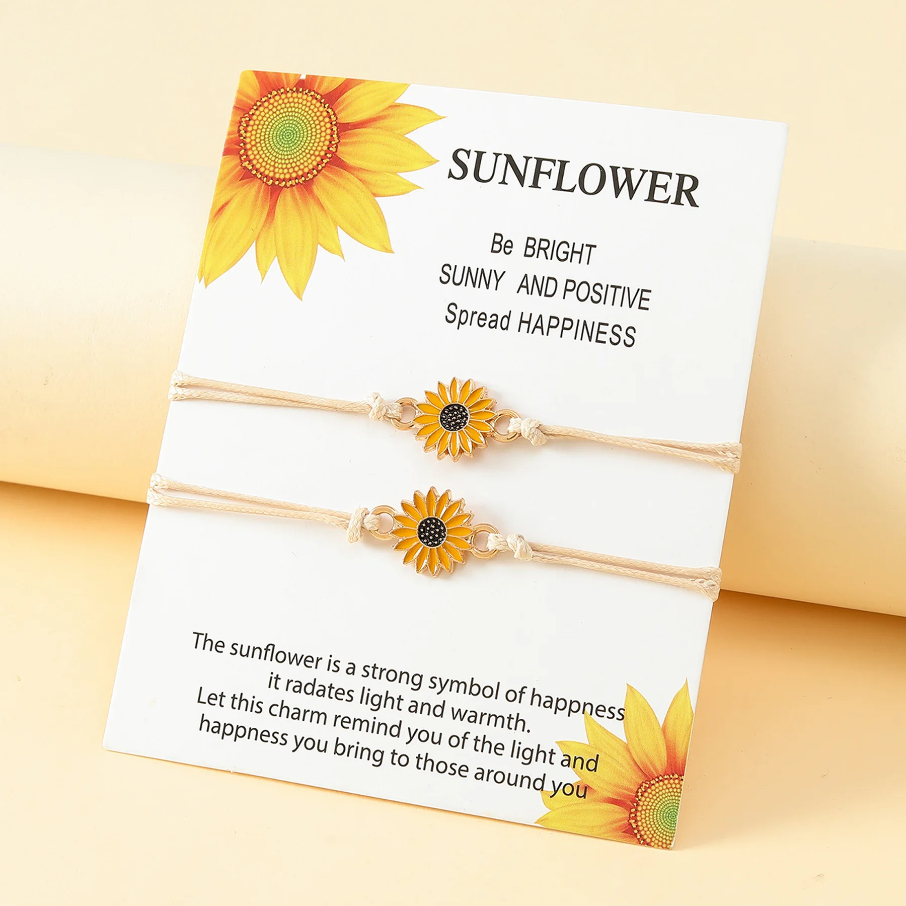 Fashion Trend Sunflower Alloy Drip Oil Hand Knitted Bracelet Hot Sale for Men and Women Gift Hot Sale