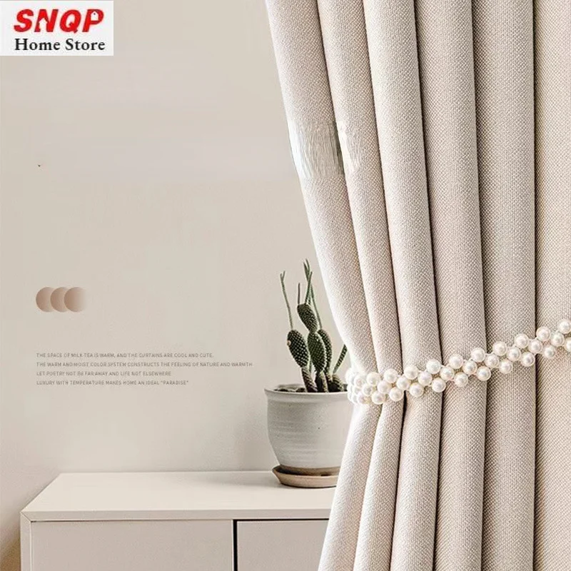 

New macchiato thermal insulation high shading simple Japanese stitching finish curtains living room bedroom balcony homestay ljl