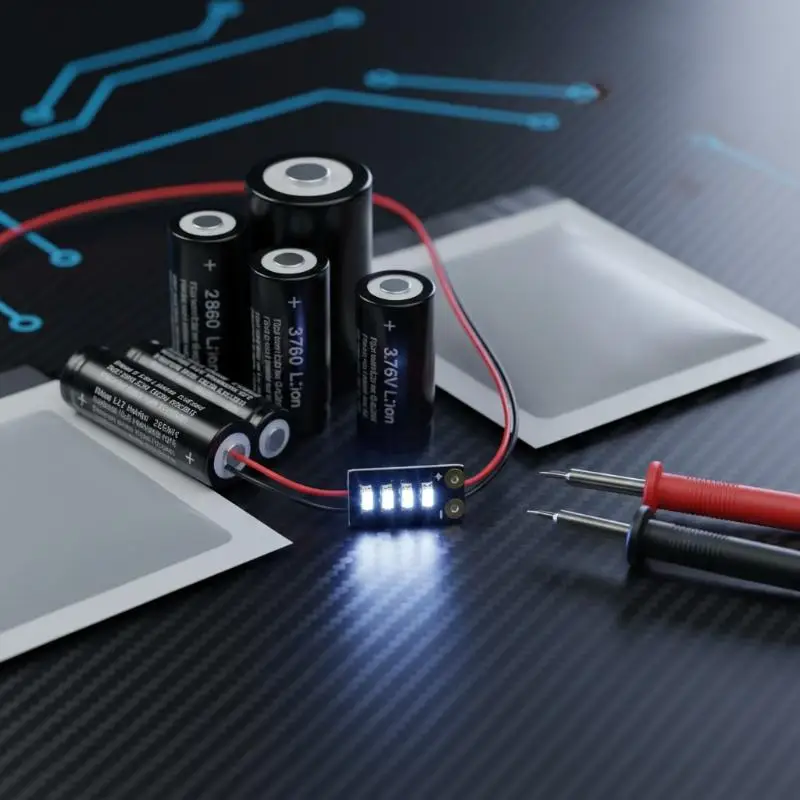 2PCS Mini 3.7-4.2V Li-ion Battery Level Indicator 5x9.5mm 4-Level LED Display For 1S Pack