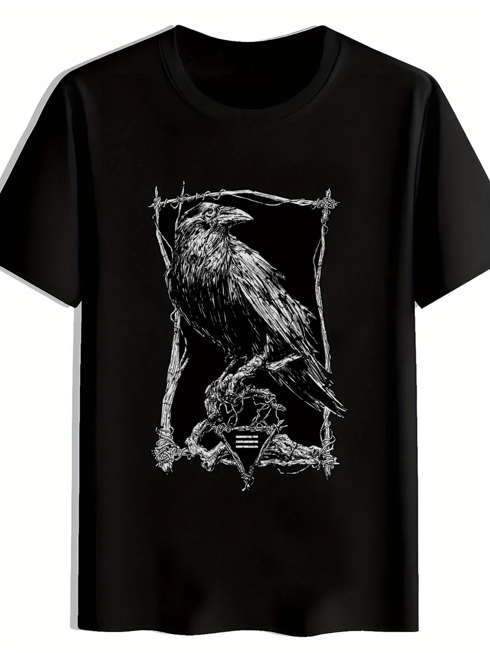 Men'S Black Crow Branch Graphic T-Shirt Stylish Summer Casual Tee with Intricate Raven Design Soft Fabric Round Neck