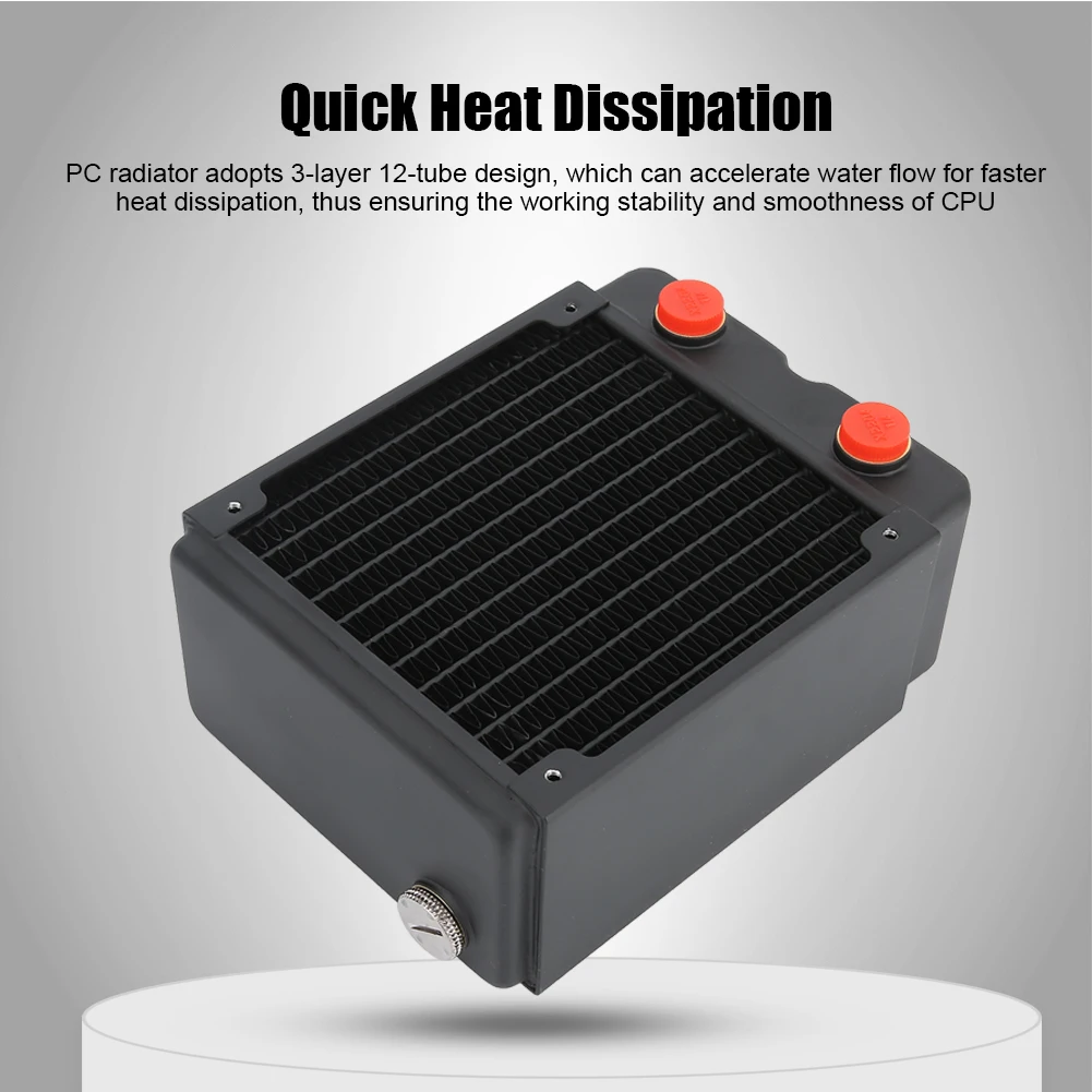 

Computer Radiator PC Water Cooling Heatsink Computer Water Cooling Copper Radiator 3-Layer 12-Tube PC Cooler Heatsink 120mm G1/4