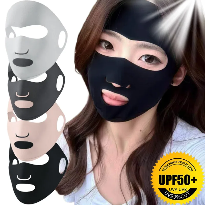 

1/4pcs Summer Spring Sunscreen Mask Women Men Full Face Cover Ear Loop Breathable UV Protection Running Cycling Outdoor Masks