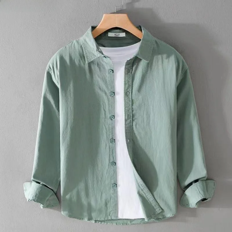 

Slim Fit Linen Men's irt Long Sve Casual Color Loose Simple Cotton Linen irt Linen Upper Apparel Men's Faion