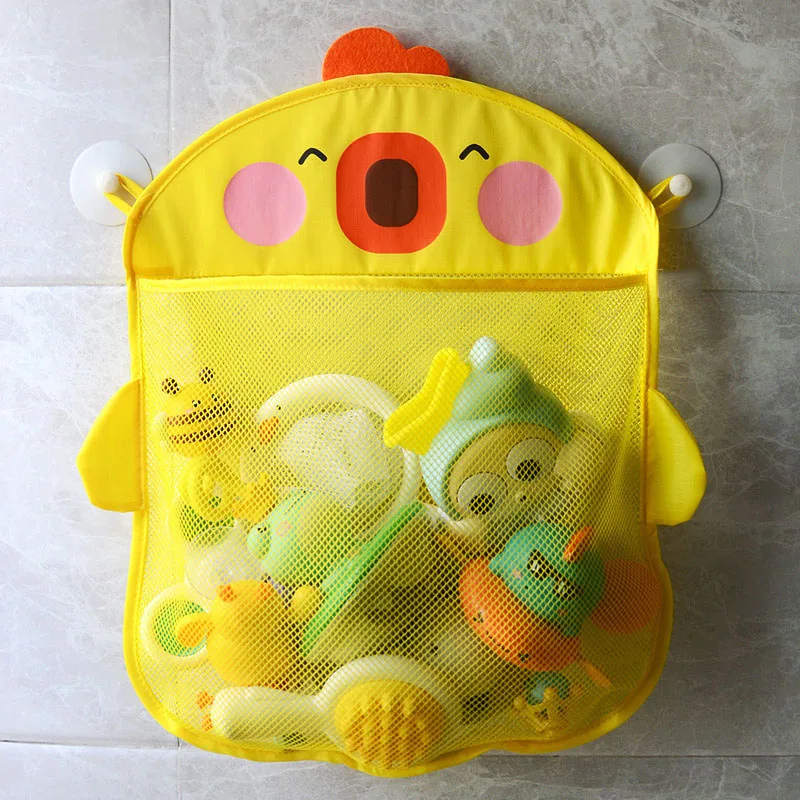 Cartoon Mesh Net Baby Shower Toys Storage Bag Suction Cups Home Bathroom Portable Kid Bathtub Doll Organizer Free Shipping