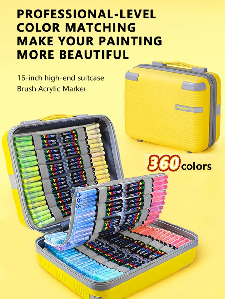 GuangNa 8101 360Colors Direct Liquid Acrylic Marker Pens Set with