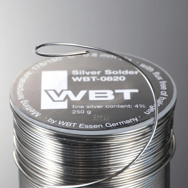 Novo 2 metros/5 metros/10 metros alemanha WBT-0820 0.8mm 4% ag prata hi-fi áudio baixo ponto de fusão fio de solda de prata