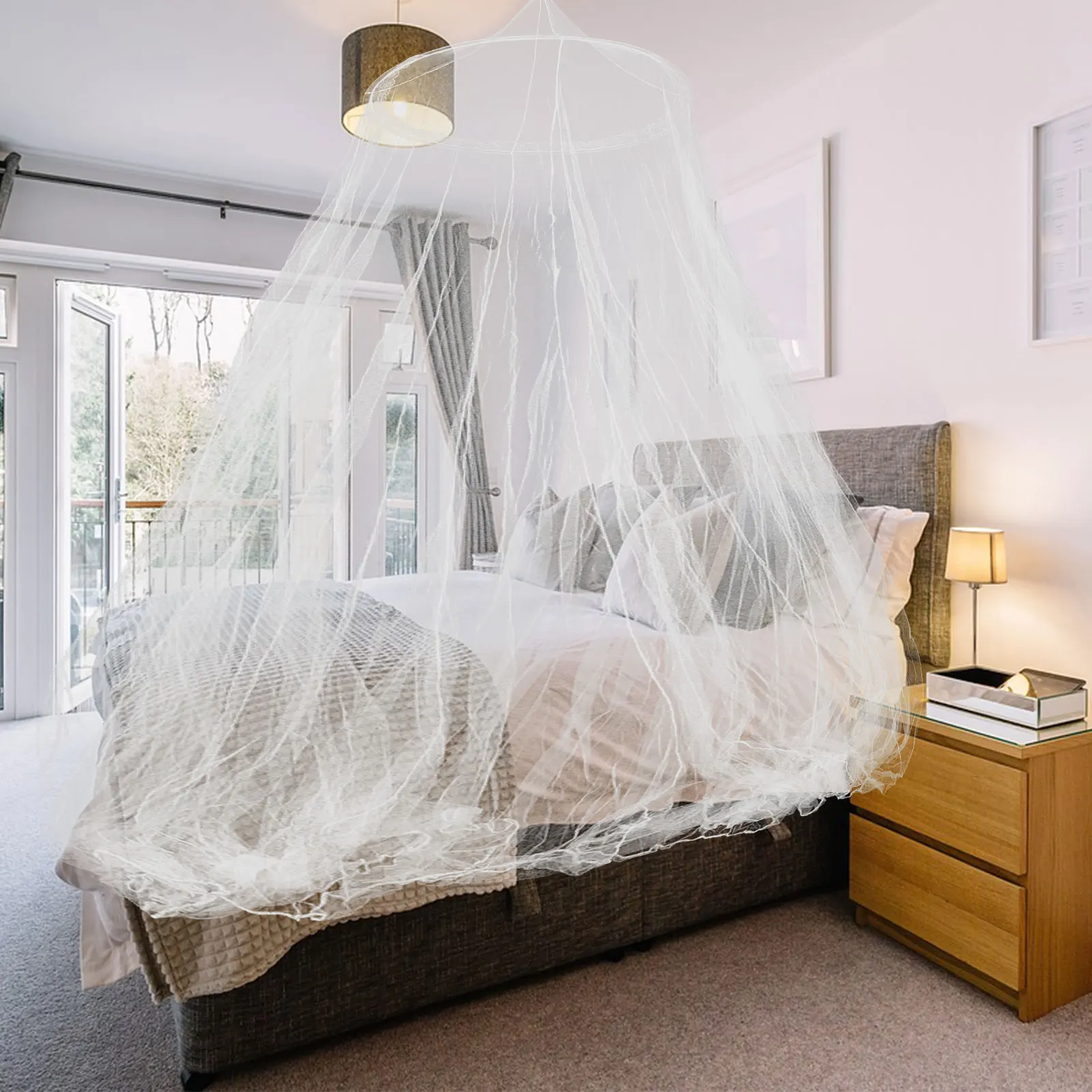 

Curtains Single Door Large Round Tent Bed Full Canopy Crib for Adults Decorative Drapery Student