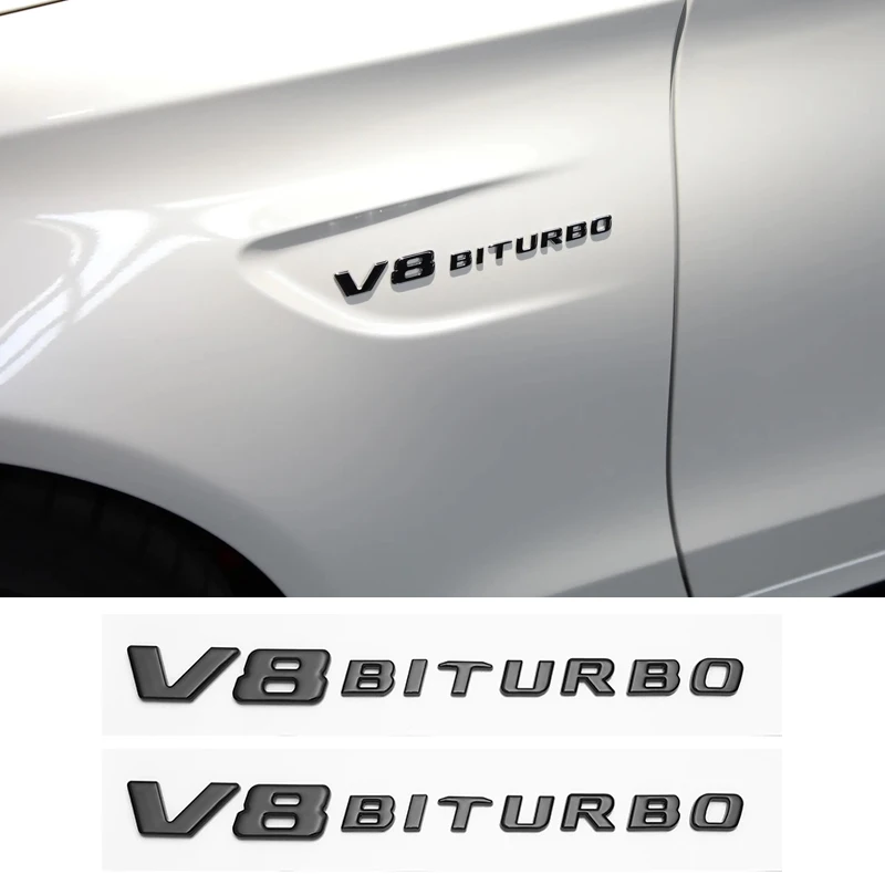 

2Pcs Vent Fender Trim Emblem Blade Logo V8 BITURBO For Mercedes Benz W213 E63s W205 C63s Glc63s GLE63s GLS63s AMG Car Stickers