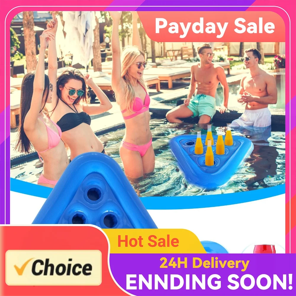 Floating Inflatable Triangle Drinks Cup Holder Swimming Pool Floats Table Bar
