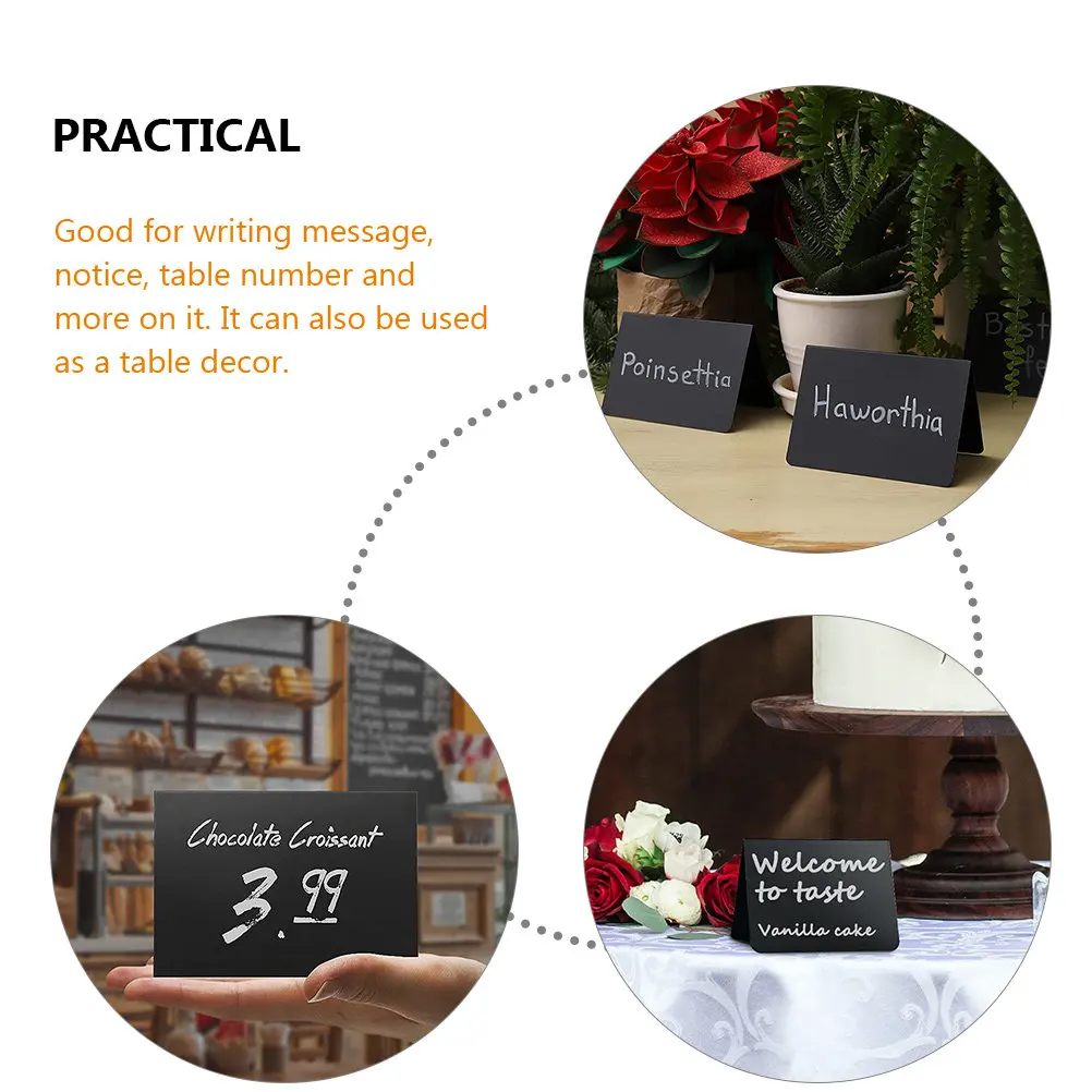10Pcs Standing Mini Chalkboard Signs Tabletop Memo Board for Buffet Food Labels Table Numbers Notice Board Shop Home Decor