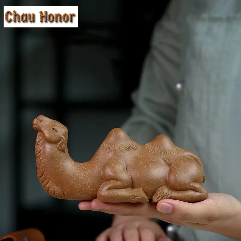 Creative Yixing Raw Ore Duan Mud Desert Camel Purple Clay Tea Pets Handmade Household Coffee Table Office Decoration Accessories