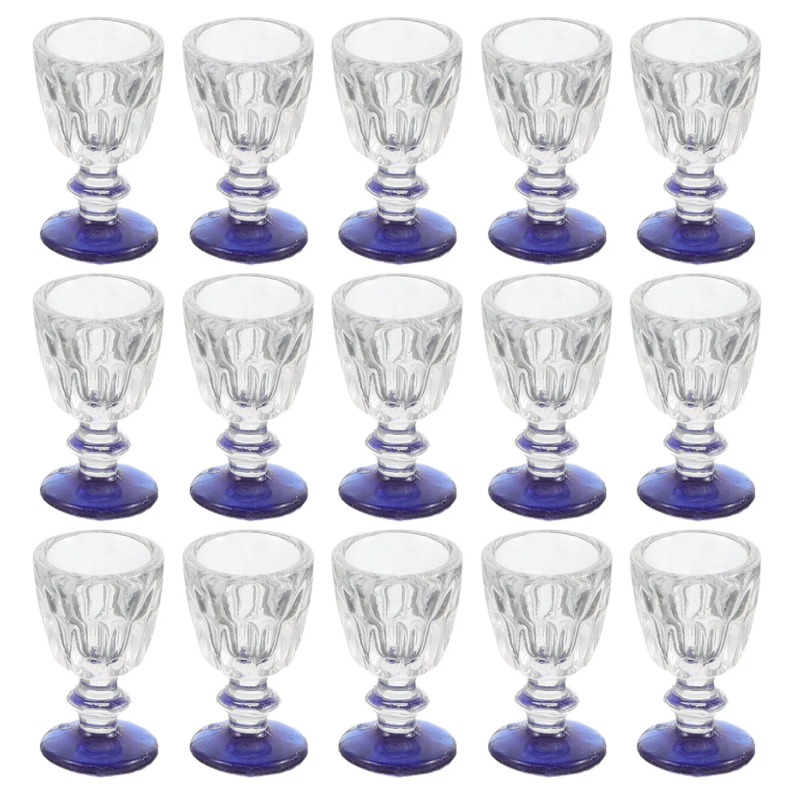 

15Pcs Miniature Wine Cups Tiny Blue Bottom Mugs for Dollhouse Kitchen Decor Mini Scene Accessories Pretend Play