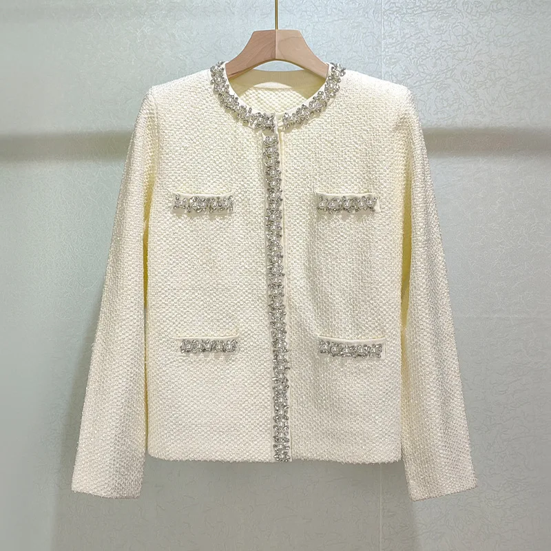 

Women's pearl long sleeve round neck office ladies elegant tops