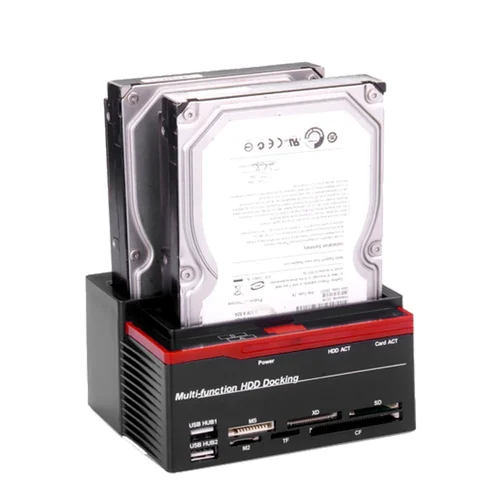 Imagen 2 del producto Estación de acoplamiento HDD SATA IDE de 2,5/3,5 "", carcasa de clon HDD USB 2 puertos USB 2,0 tipo C Hub MS/M2/XD/CF/SD/TF lector de tarjetas