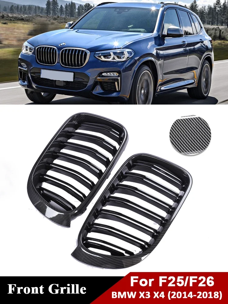 

Carbon Fiber Lower Front Bumper Kindey Grille Racing Inside Grill Facelift Car Accessories For BMW X3 X4 F25 F26 2014-2018 X3M