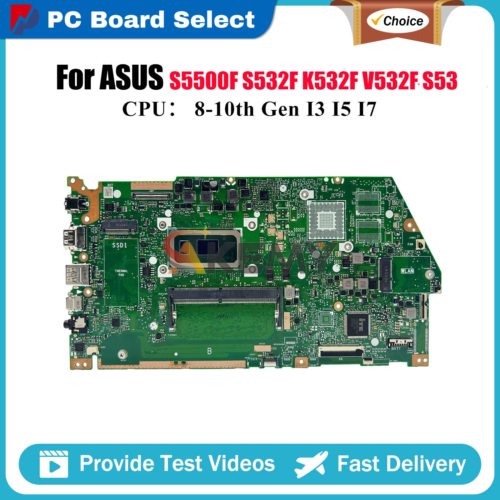 

X532FA Laptop Motherboard For ASUS S5500F X532F K532F X532FL K531F S531F X532FAC V532F X532FLC S532F Mainboard With I3 I5 I7 CPU