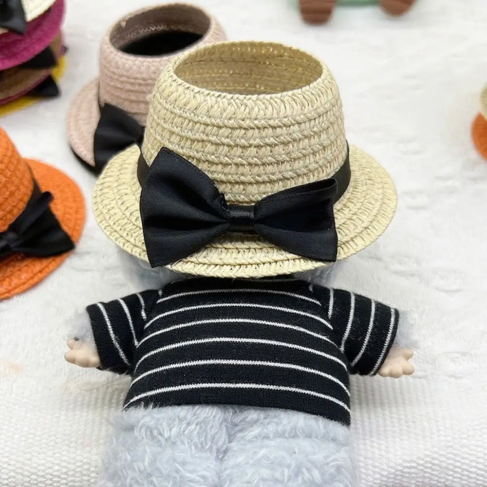 Mode 10,5 cm Strohhut Kamera Sitzen BOGEN Stylebow Puppen Zubehör Cosplay Requisiten Party Stil Leere Top Hut Puppe Dressing
