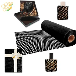 Rollo de envoltura de panal negro, papel de amortiguación Biodegradable, regalo decorativo, bricolaje, ecológico, 20m