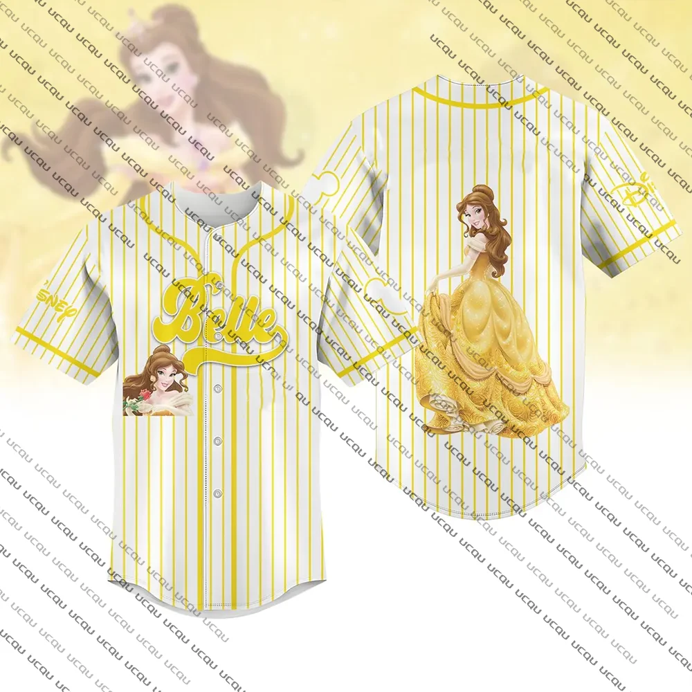 

Летняя футболка Belle Baseball Jersey «Красавица и чудовище», футболка принцессы Диснея из фильма, модный топ для отдыха и отпуска