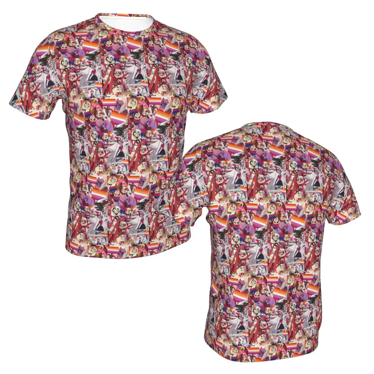 100% Cotton Charlie And Vaggie Valentines Hazbin Hotels T-Shirt Men's Classic T Shirt Men Round Neck Summer Shirts Tops