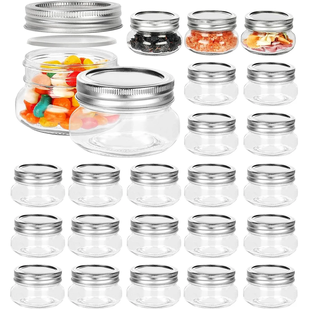 

4oz Mason Jars, 12 Pack Glass Canning Jars with Regular Mouth Lids, Glass Jars Storage Containers for Overnight Oats, Jam, Party