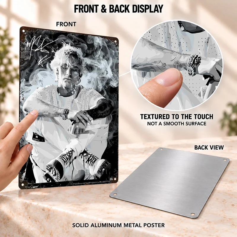 Machine Gun Kelly Printed Posters Bold Decorative Graphic Bedroom Wall Art Customized Aluminum Metal Sign Memorable Decor Gift