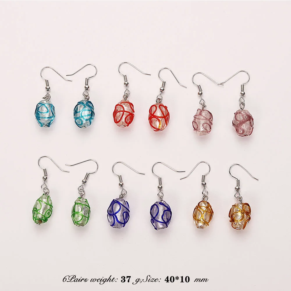 Wholesale Lots 6pairs Mix Style Hand-made Women\'s Romatic Heart Elegant Classic Dangle Earrings Murano Glass Earrings