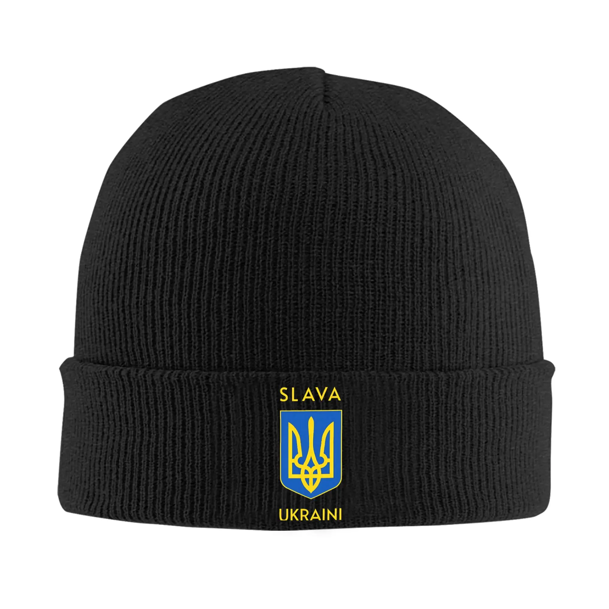 Adult Unisex Slava Ukraini Trident Glory To Ukraine Support Ukraine Protest Beanie Hats Knitted Hat Autumn Winter Bonnet Hats