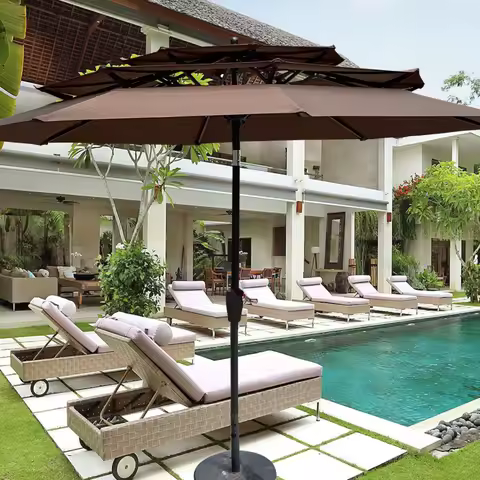 9Ft Patio Umbrella with Crank, Tilt, Wind Vents - Garden Deck Pool Shade