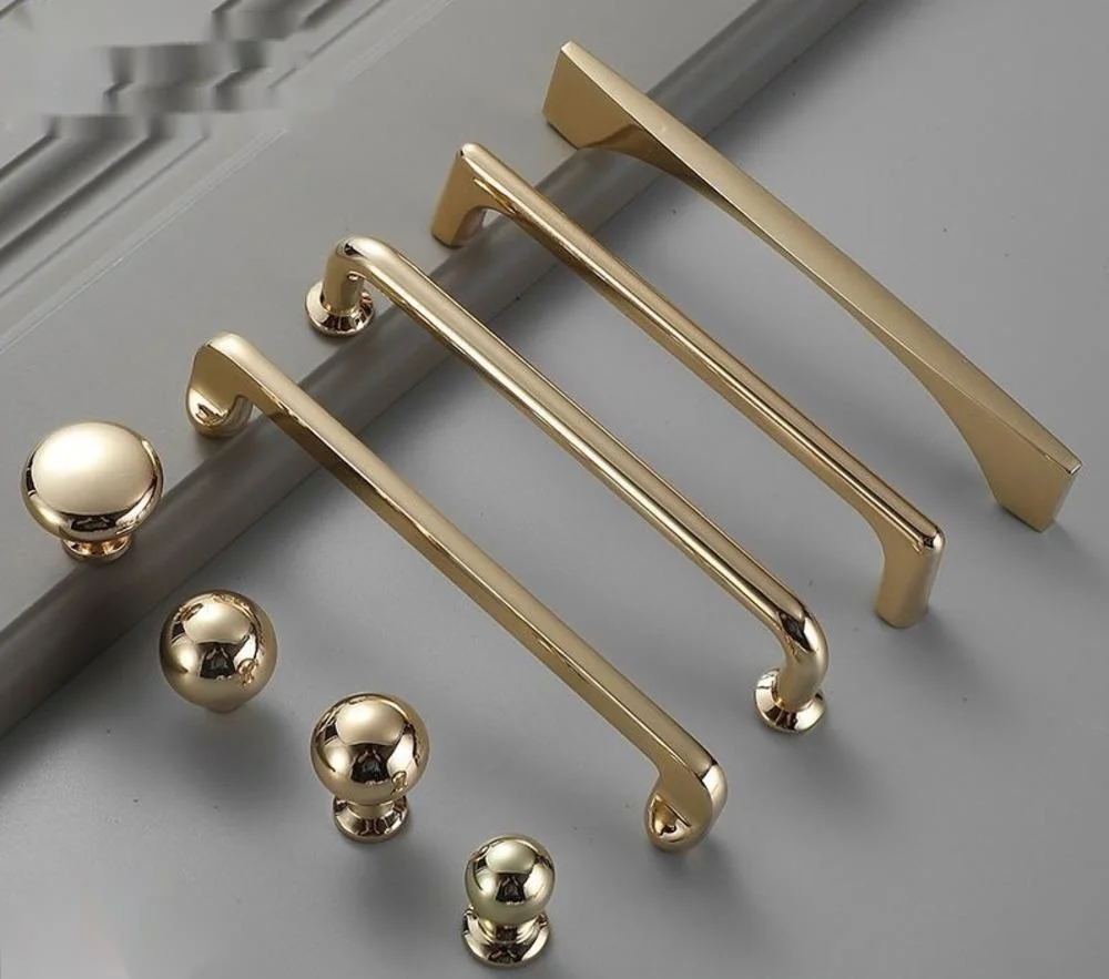 

Nordic gold solid zinc alloy single hole handle cabinet drawer wardrobe door handle furniture hardware