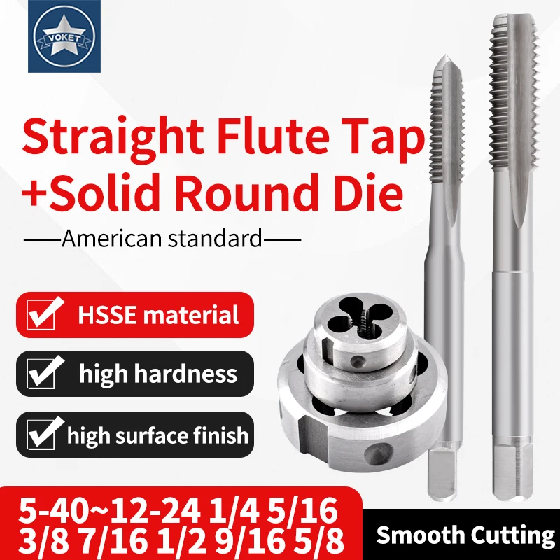 1SET American Standard Screw Hand Tap and Die Set Fine Thread Die Tap 5-40~12-24 1/4 5/16 3/8 7/16 1/2 9/16 5/8  UN/UNC/UNF/UNEF