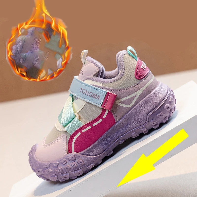 أحذية رياضية شتوية للأطفال سميكة دافئة أفخم الثلوج الأحذية بولي Leather جلد مقاوم للماء الصبي الفتاة أفخم التمهيد الشتاء أحذية رياضية للأطفال #1