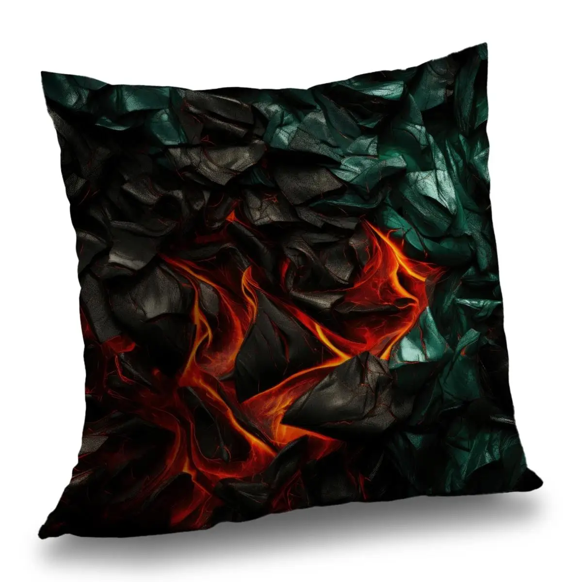 1pc 2D Flat (Pillow Not Included) Abstract Lava Rock Fire Texture Cushion Cover Short Plush Modern Art Decor Throw Pillow Case