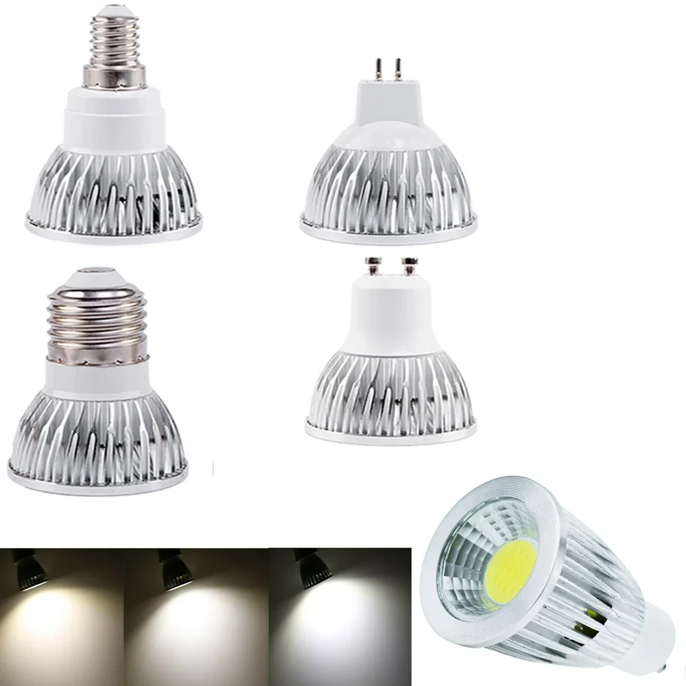 Super Brightness Dimmable 6W 9W 12W GU10 MR16 E27 COB LED Spotlight Bulbs DC 24V Lamp Lighting 2700K 6500K For Home Yard Decor