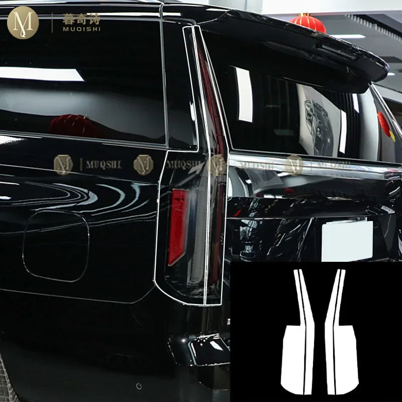 MUQSHI pre cut car exterior headlight scratch resistant TPU protective film transparent/smoked For Cadillac ESCALADE 21-2024