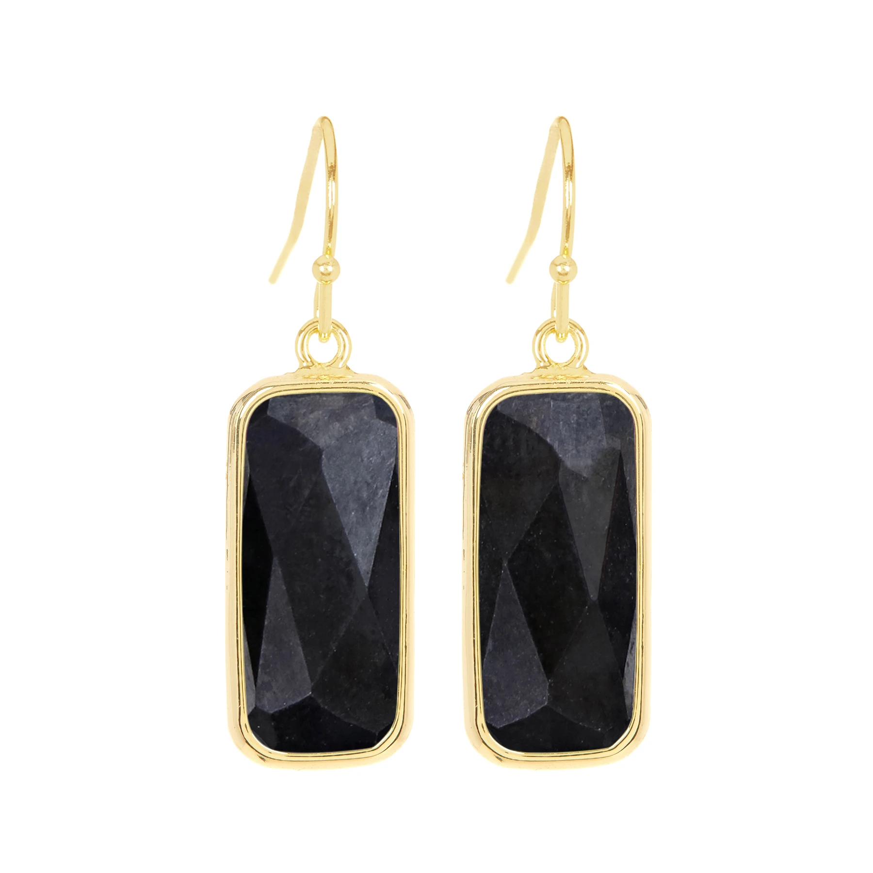 

Black Onyx Fancy Cut Rectangle Drop Earrings Gemstone Earrings For Women