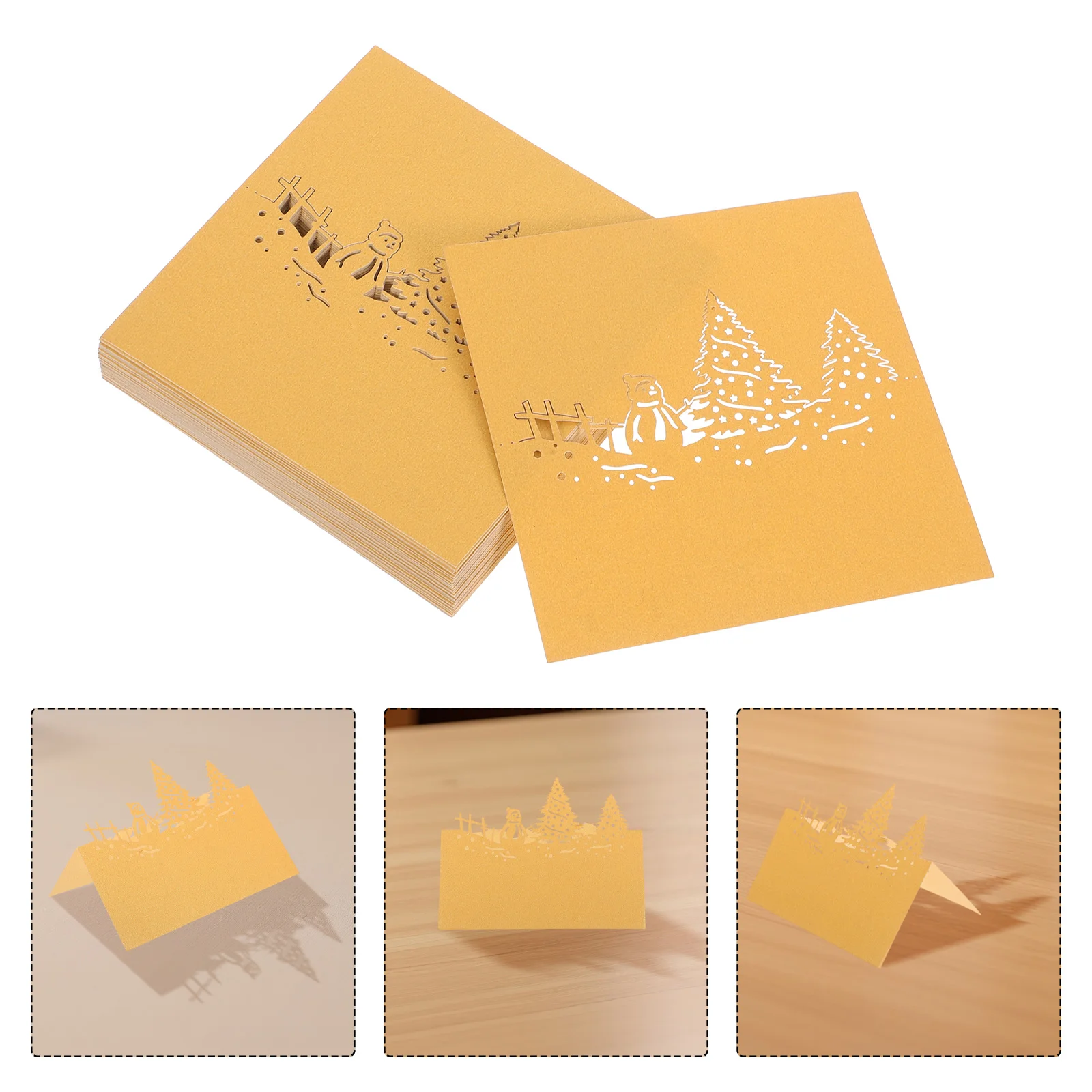 

50 Pcs Christmas Snowman Table Card Cards Decor Laser Name Markers Paper Decorations Dinner Party